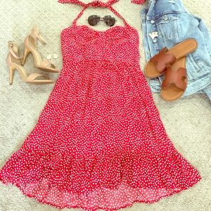 Red and White Halter dress